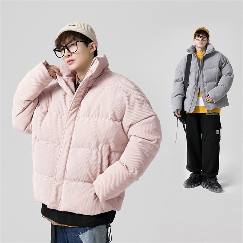 2021冬季新港风无影墙日系大码男灯芯绒休闲衣面包服M7008-P90图片