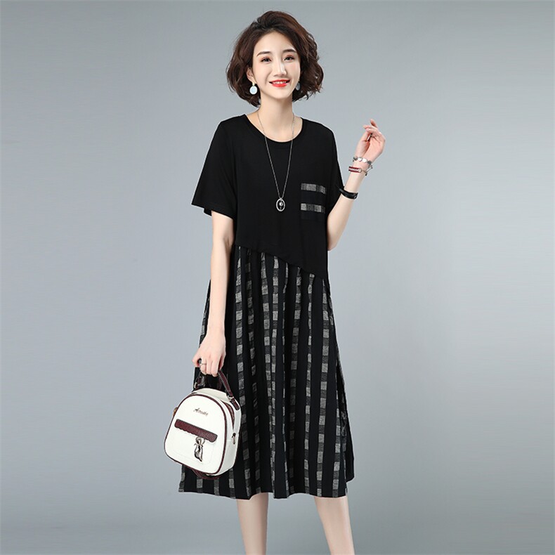 2021夏款新款拼接大码女装连衣裙236款,女装连衣裙,秋牧寒烟