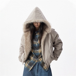 1506-1/MM61041/P114美式cleanfit毛领外套座山雕连帽棉服图片