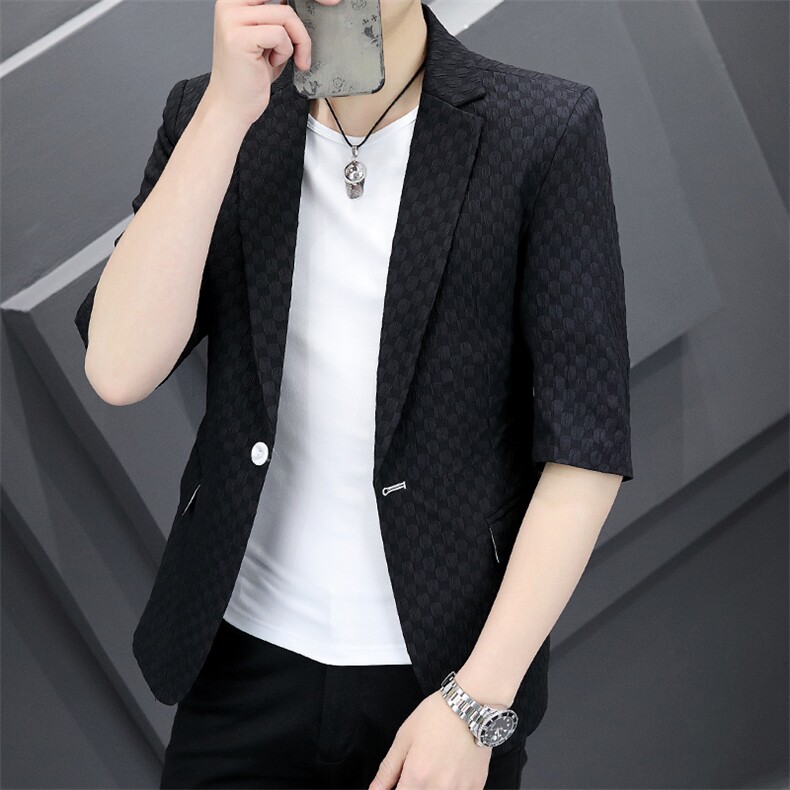 夏季中袖装男韩版修身七分袖学生帅气休闲薄款XZ1304-2,男装西服,星座613B