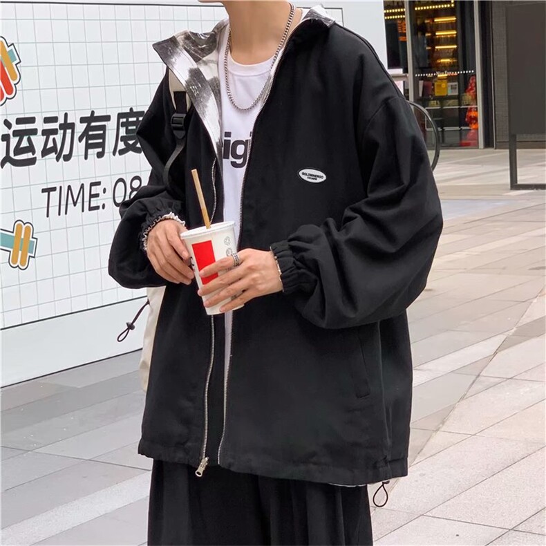 双面穿ins潮痞帅超火外套男春秋季hiphop高街上衣宽松欧美式工装,男装工装外套,星座1210-1