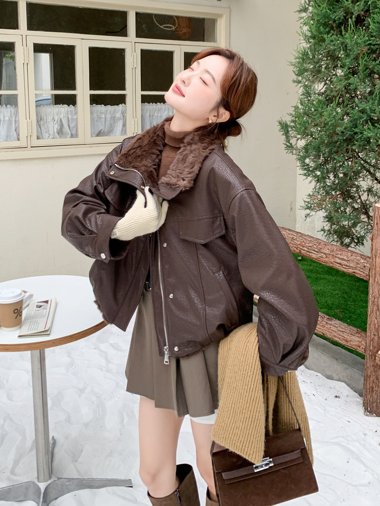 2025冬季新款超软PU皮韩系花狐毛皮毛一体2B138-803P235K360,女装皮衣,2B138