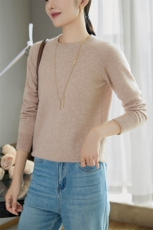 秋冬季35%羊绒简约休闲百搭时尚12针双层圆领羊绒衫，女装羊绒衫，云暖羊山羊绒