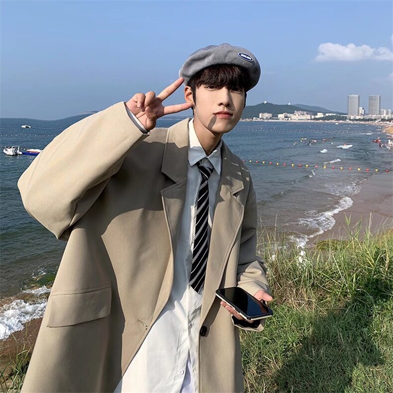 春秋季痞帅小西服外套男休闲宽松西装ins炸街港风帅气上衣F99-P52,男装西服套装,星座1008-2