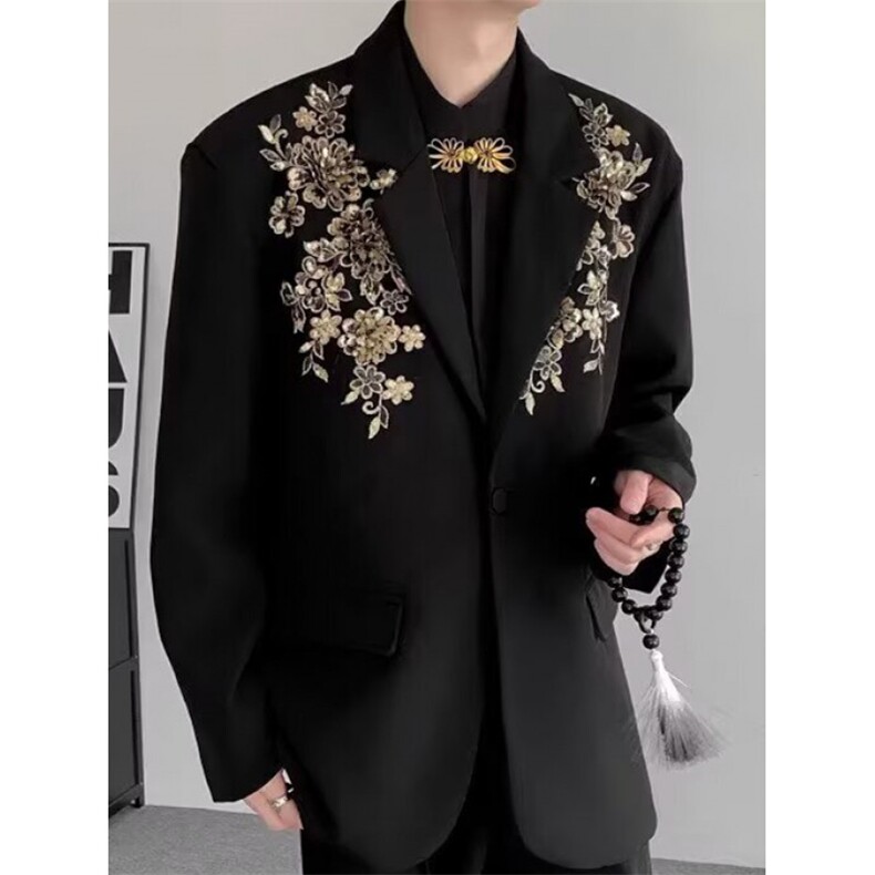 秋季新款重工立体亮片绣花西装长袖宽松气质西服外套XZ33,男装西服套装,星座1116A（原606A-3）