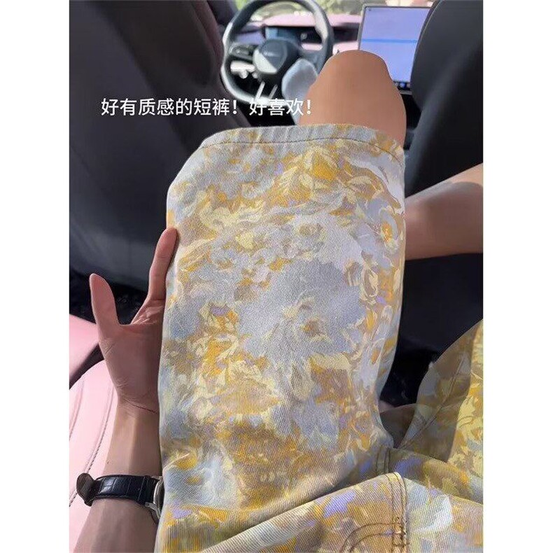 W10082-P43网图现货美式印花牛仔短裤夏季潮牌宽松直筒五分裤,男装牛仔裤,星座1608-2