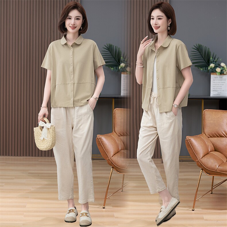 短袖t恤女2025新款夏季正肩polo衫宽松休闲洋气百搭纯色开衫上衣，女装套装/套裙，阿丹