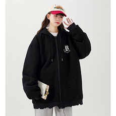 2025秋冬新款字母印花内里羊羔毛开衫卫衣外套M2051/P108控138，女装短外套，电商A148-1
