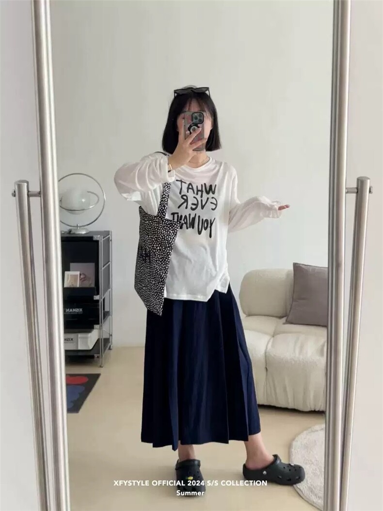 2025年夏季不连帽短袖圆领百分百天丝罩衫大版柔软,女装T恤,洛丽兰可