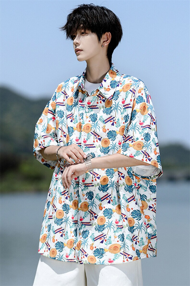 8XL-M花衬衫男短袖夏季薄款冰丝半袖宽松大码休闲外套DC28008P38,男装衬衫,电商B312