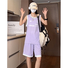 中性24夏款时尚字母印花背心休闲运动套装TZ6305P50控68，男装背心/马甲，电商A268