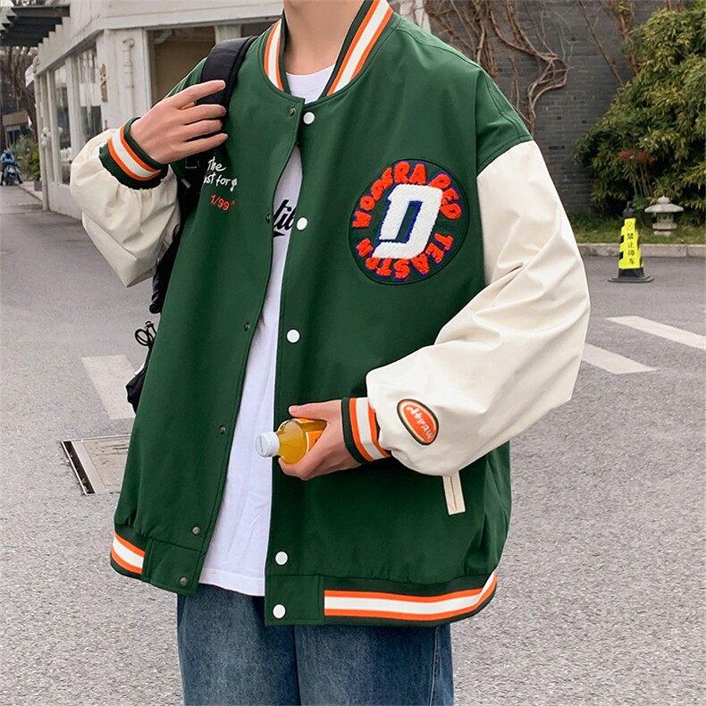 秋款棒球服夹克外套男潮牌潮流字母刺绣情侣学生22128-P80控118图片