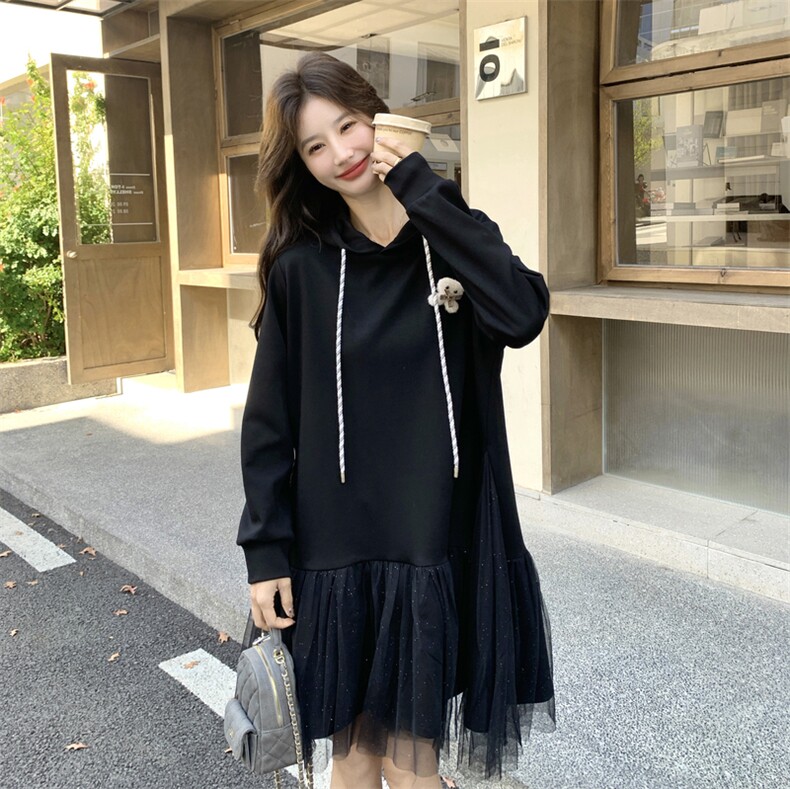 26春新款现-黑色网纱可盐可甜卫衣连衣裙2607A黑-P155K248,女装连衣裙,2B190