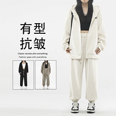 2026新款宽松连帽卫衣休闲运动直筒束脚裤两件套潮TZ851-特批-123，男装卫衣，星座718