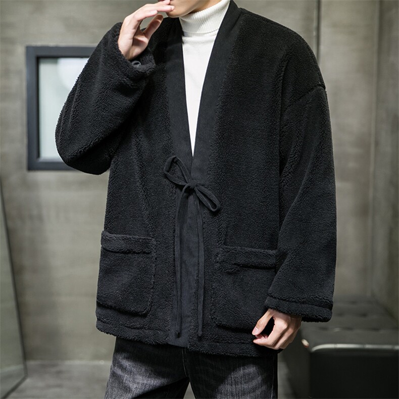 冬灯芯绒拼接风男羊羔毛唐装汉服棉衣棉袄道袍外套M700/P130,男装棉衣,钱塘713