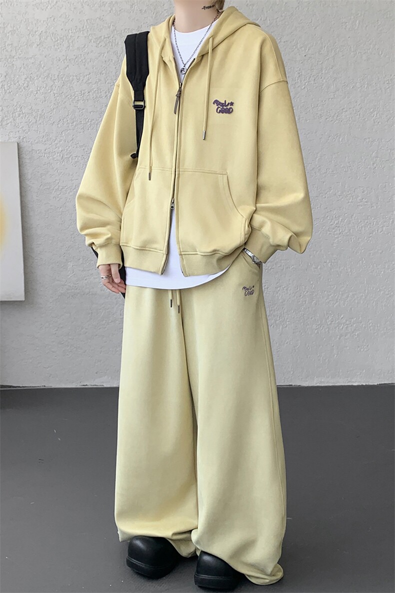 麂皮绒连帽卫衣运动套装男校园风运动服两件套学生班服TZ115-P128,男装休闲套装,电商D206-1