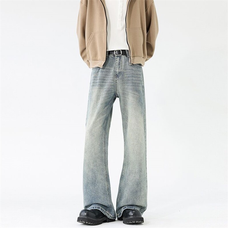 重磅美式春季新款水洗百搭牛仔裤男女宽松微喇XZ201-H8010P55，男装牛仔裤，星座201