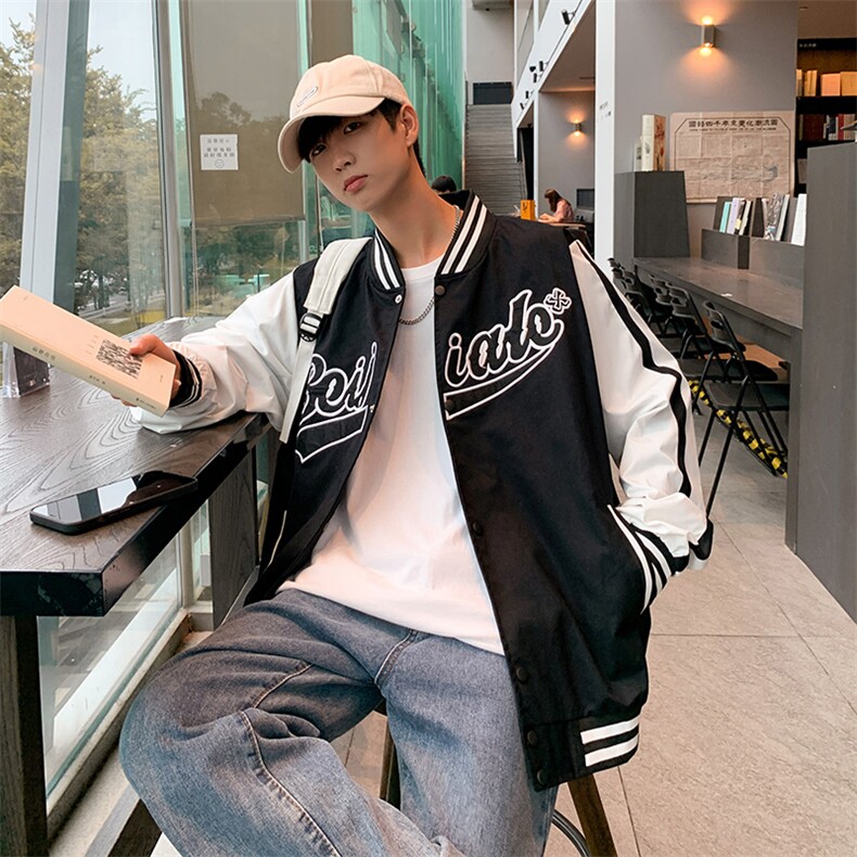 棒球服外套秋季ins潮流拼色宽松夹克韩版百搭休闲上衣W1497-P52,男装夹克,星座512-2