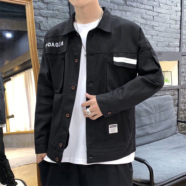 2021春秋季新佳乐日系潮男大码贴布工装翻领夹克外套J972-P65,男装夹克,电商A001