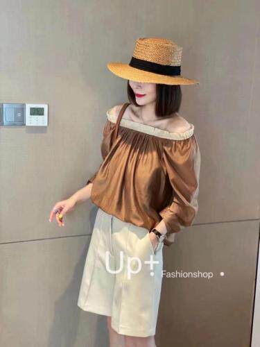 天丝一字肩小衫，女装，玩美