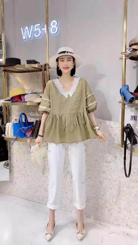 精梳棉拼接蕾丝小衫，女装，姚姚家