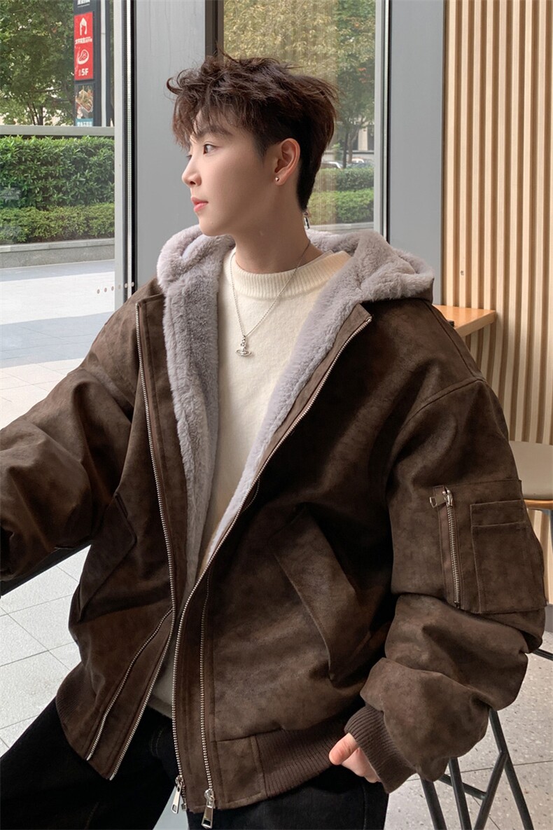 连帽座山雕皮衣外套棉服男女款冬季保暖棉衣夹克M5037P125控168,男装夹克,电商A157