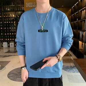 秋季新款青少年潮流字母印花圆领卫衣大码班服男1210-2-F055-P15图片