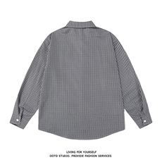 格子衬衫春夏美式格子衬衫港风情侣装休闲长袖衬衣CS276-P35，男装衬衫，星座301C-5