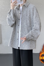 加绒衬衫男冬季新款港风宽松大码加厚小香风长袖衬衣JR70-P49，男装衬衫，星座214-3