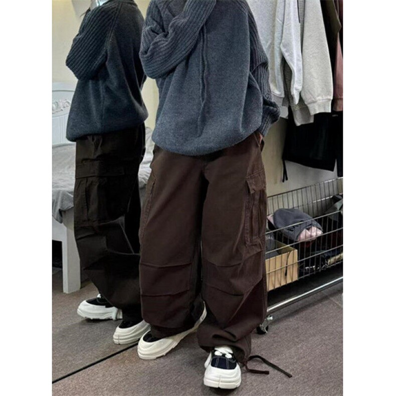 日系简约工装裤男春秋做旧水洗休闲宽松多口袋阔腿裤KQ133,男装休闲裤,星座1116A（原606A-3）