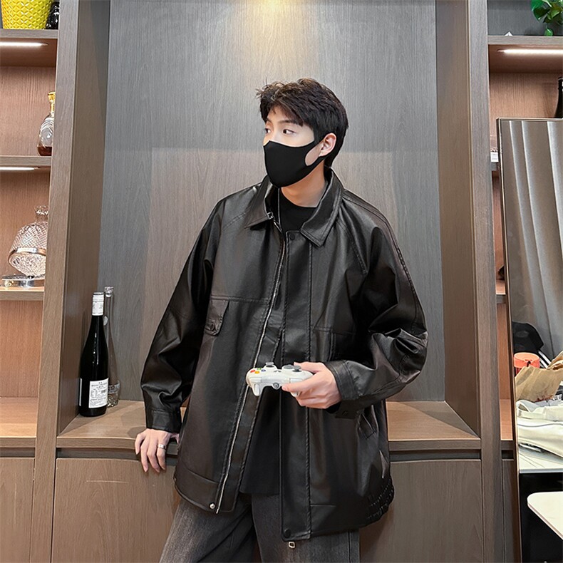 皮衣男士韩版潮流高街帅百搭宽松2024秋冬季ins新款外套W5866-P72,男装皮衣,星座412-3