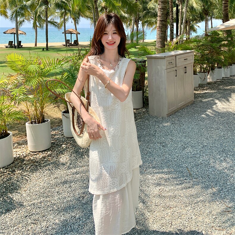 2025夏季新款波西米亚度假风假两件连衣裙女长裙,女装连衣裙,维一诺