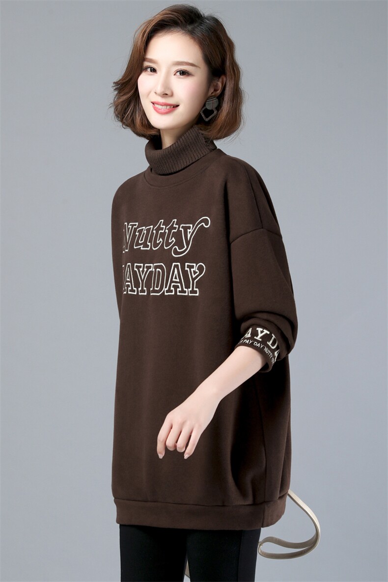 2020年秋季新款韩版休闲百搭高领卫衣女中长款打底衫秋冬上衣服,女装卫衣/绒衫,简韵佳