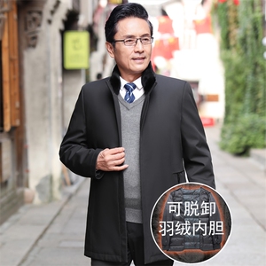 8907/主推！ 可脱内胆可脱真毛！羽绒服男爸爸中长款90绒外套图片