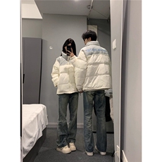 美式高街拼接立领棉服男冬季宽松加厚保暖情侣棉衣WL80166-P80，男装棉衣，星座1008