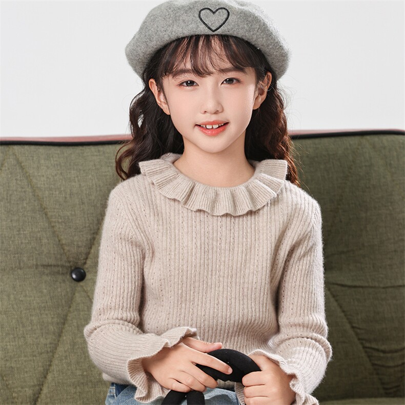 时尚可爱女童羊绒衫高领花边设计柔软舒适保暖必备,童装儿童羊绒衫,轩曦羊绒