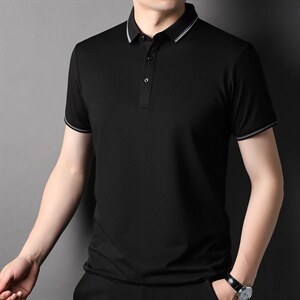 中年男士短袖T恤男薄款男装2023夏季新款简约商务休闲修身体恤衫图片