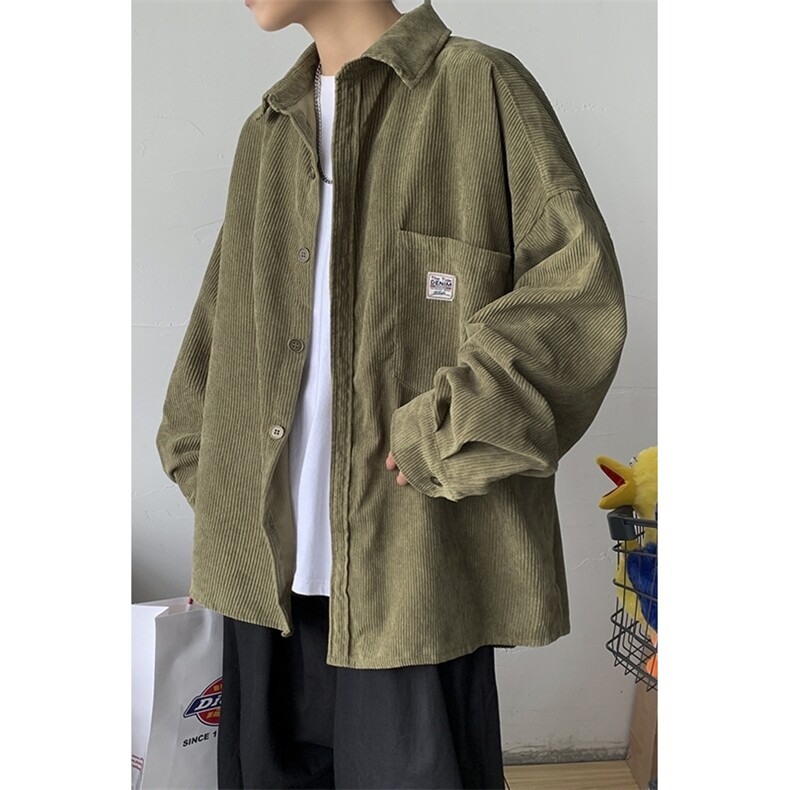 秋冬灯芯绒衬衫夹克外套男女情侣港风日系宽松百搭潮H202/P45,男装夹克,电商A221A