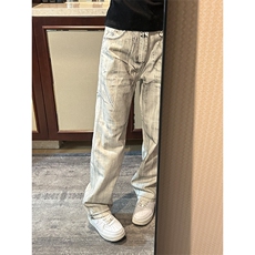 【有货】N1013LL-特P50水墨做旧牛仔裤男白色微喇脏脏裤子，男装牛仔裤，星座1007（原301D）