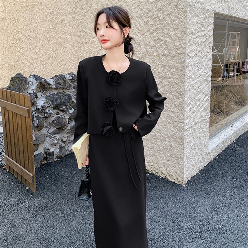 气质穿搭灰色套装裙女春秋2025新款超火高级感小西装半身裙两件套,女装套装/套裙,2C255
