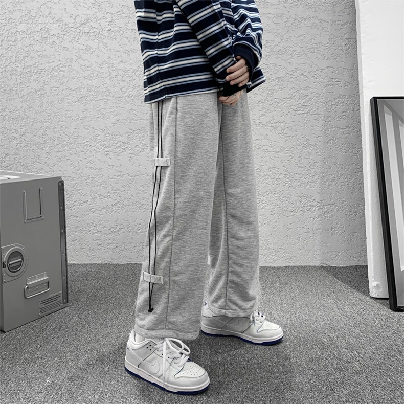 侧边抽绳运动卫裤男夏季潮牌潮流宽松bf直筒阔腿休闲裤K1224-P30,男装休闲裤,星座512-2