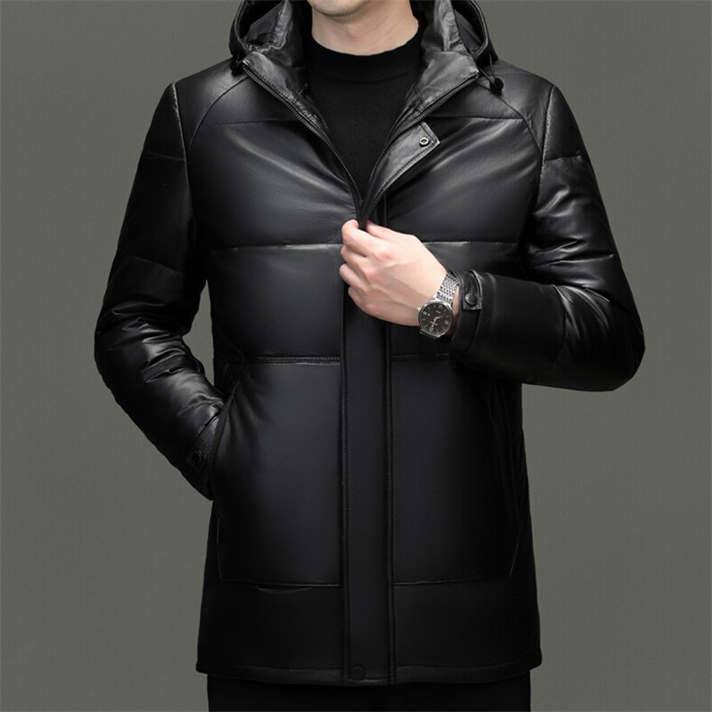 BG5606冬季海宁真皮羽绒服男白鹅绒时尚皮衣中年绵羊皮外套商务,男装皮衣,电商B360