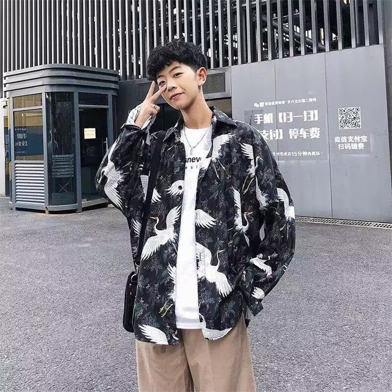 1506/Q3210/P31新款衬衫男秋装宽松小众男生潮流百搭休闲外套,男装衬衫,星座1506