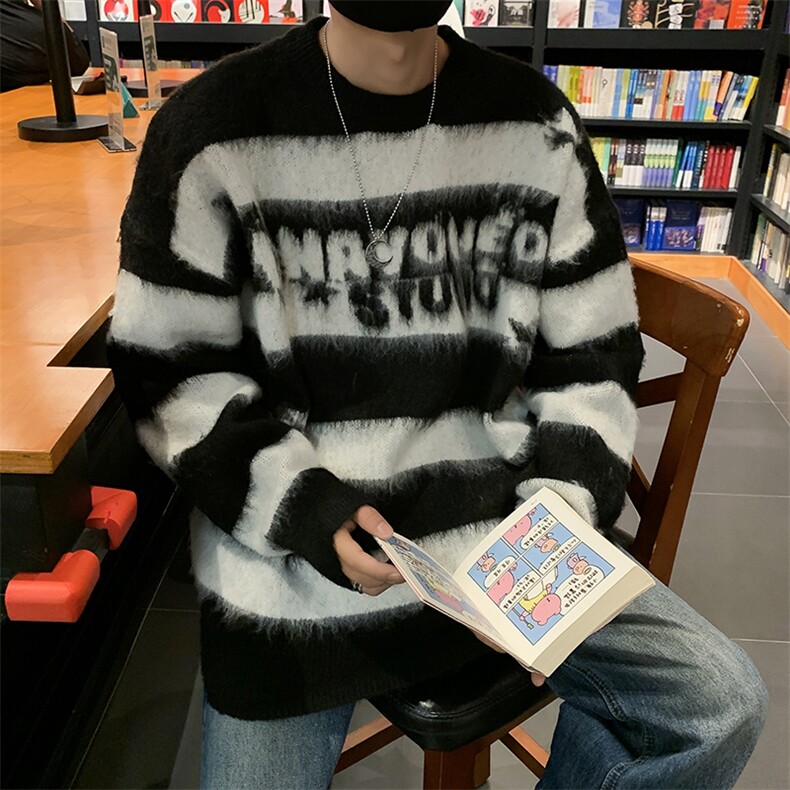 美式复古星星条纹毛衣男女秋冬潮牌宽松休闲针织上衣MY05635-P53,男装针织衫/毛衣,星座308B-2