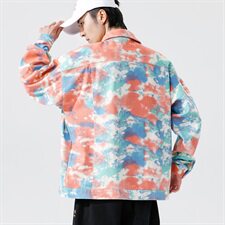 2021春秋季新无影墙日系大码男扎染宽松牛仔夹克外套NJ6006-P75，男装夹克，电商A001