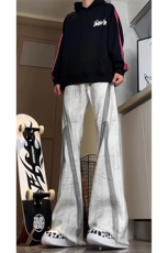 美式eodup高街hiphop小从涂鸦脏脏毛边喇叭牛仔裤货号K2409P65，男装牛仔裤，电商A063