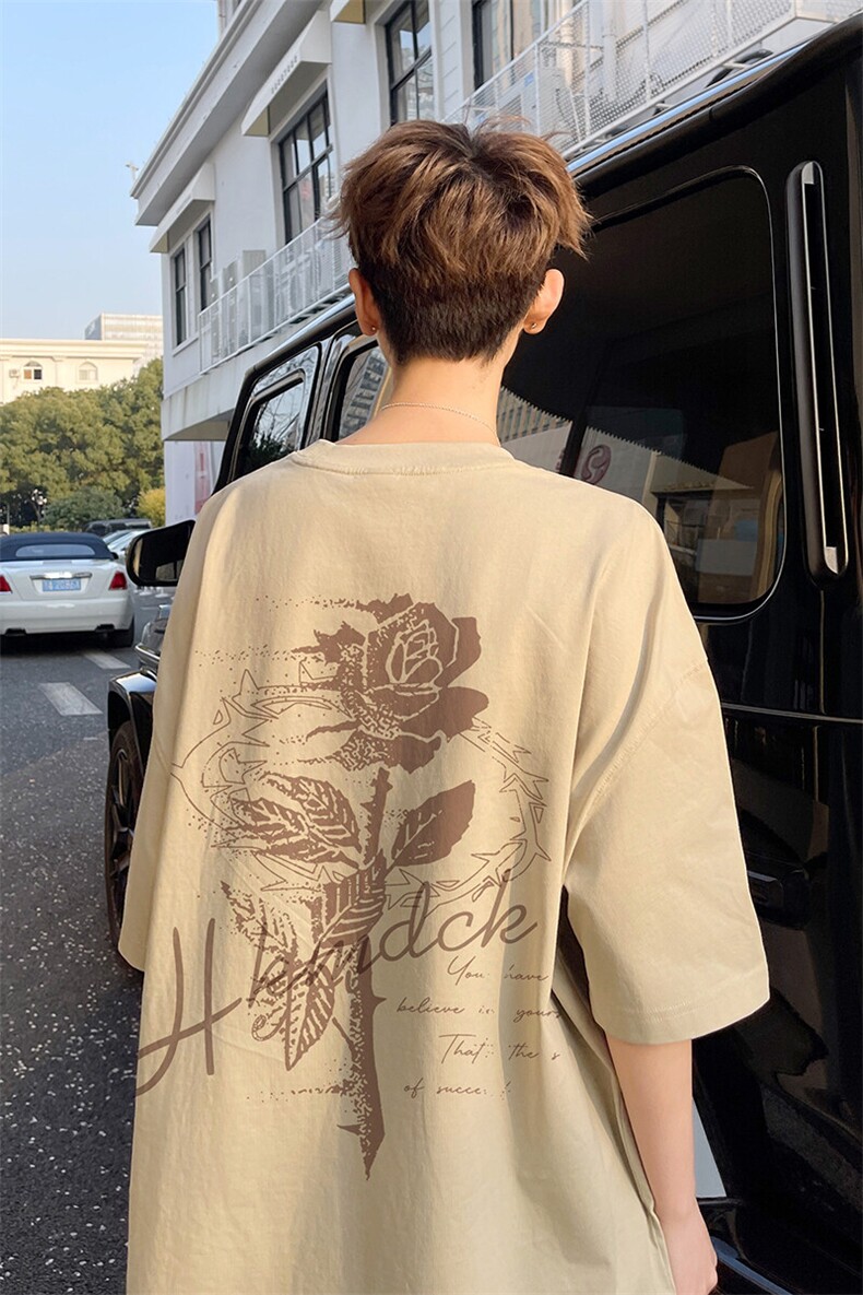 图案已注册夏季新款港风休闲短袖T恤男潮宽松半袖体恤衫D111/P25,男装T恤,电商B209