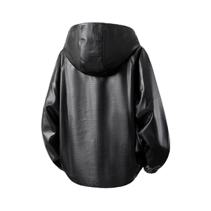 1立体白底连帽鳄鱼纹PU皮衣大码M-5XL冲锋衣夹克男JK8744P90控128图片