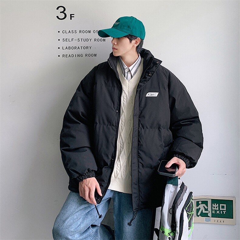新款男百搭设计感纯色情侣港风棉衣M065-P90控148,男装棉衣,星座717