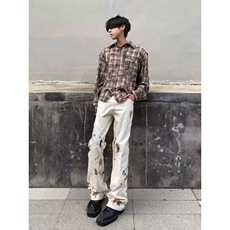 网络图现货宽松牛仔裤夏季拖地裤RA209-P75，男装牛仔裤，星座1005-4